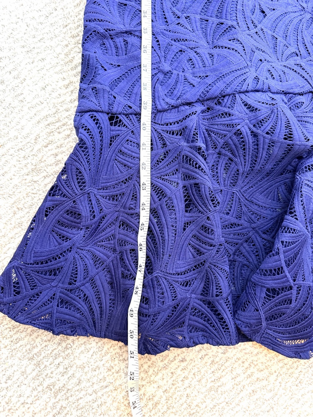 Kay Unger Royal Blue Lace Dress with Puff Sleeves Size 6 NWT Bridal Evening Wear - Picture 11 of 12